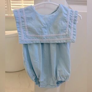 Cecil and Lou - Blue Knit Classic Square Collar Bubble - Size 6 months